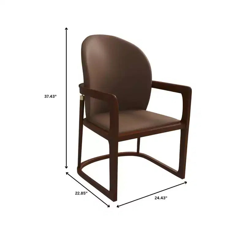 Sedia da pranzo moderna con struttura in legno massello e rivestimento in pelle