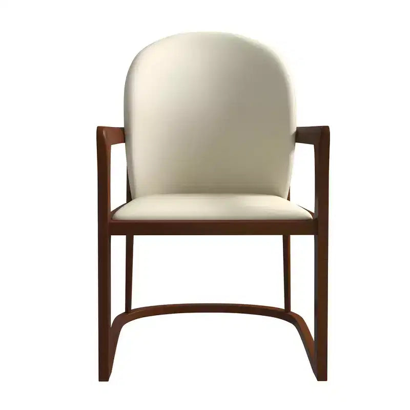 Sedia da pranzo moderna con struttura in legno massello e rivestimento in pelle