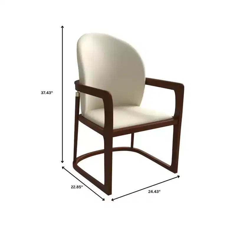 Sedia da pranzo moderna con struttura in legno massello e rivestimento in pelle