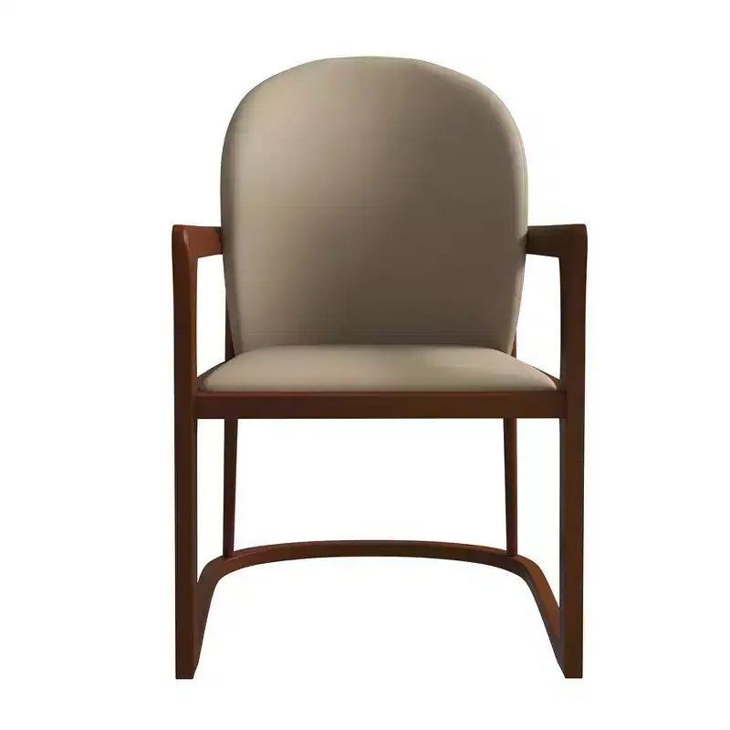 Sedia da pranzo moderna con struttura in legno massello e rivestimento in pelle