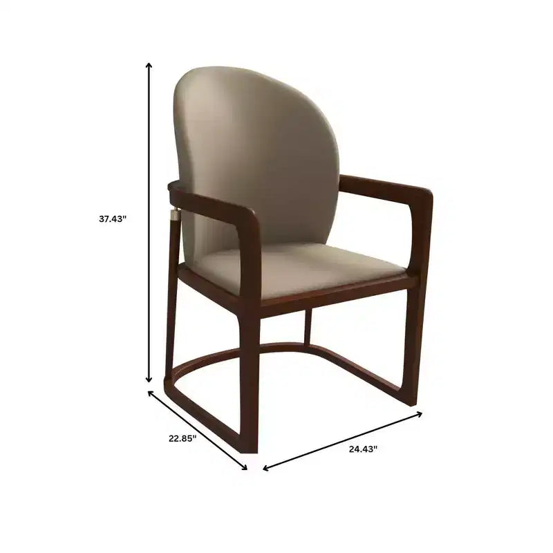 Sedia da pranzo moderna con struttura in legno massello e rivestimento in pelle