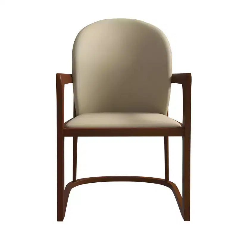 Sedia da pranzo moderna con struttura in legno massello e rivestimento in pelle