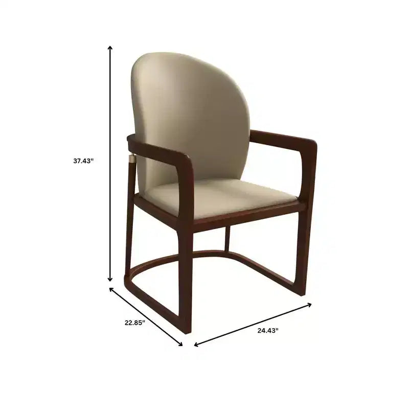 Sedia da pranzo moderna con struttura in legno massello e rivestimento in pelle