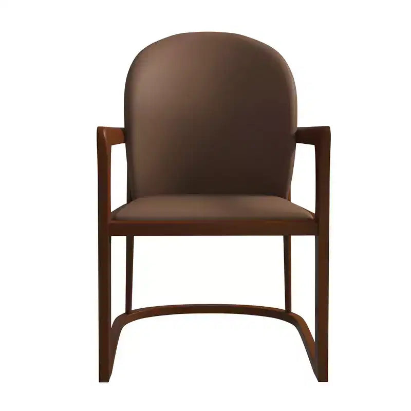 Sedia da pranzo moderna con struttura in legno massello e rivestimento in pelle