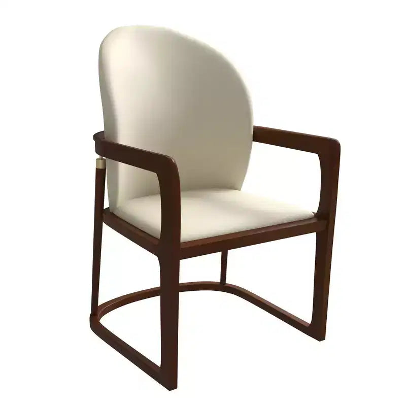 Sedia da pranzo moderna con struttura in legno massello e rivestimento in pelle