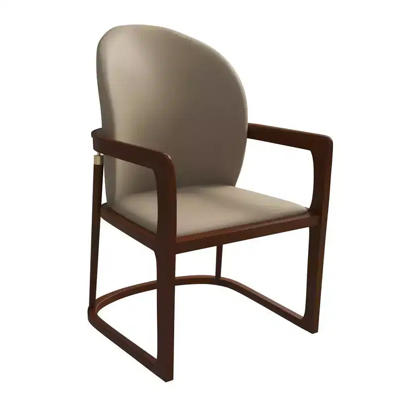 Sedia da pranzo moderna con struttura in legno massello e rivestimento in pelle