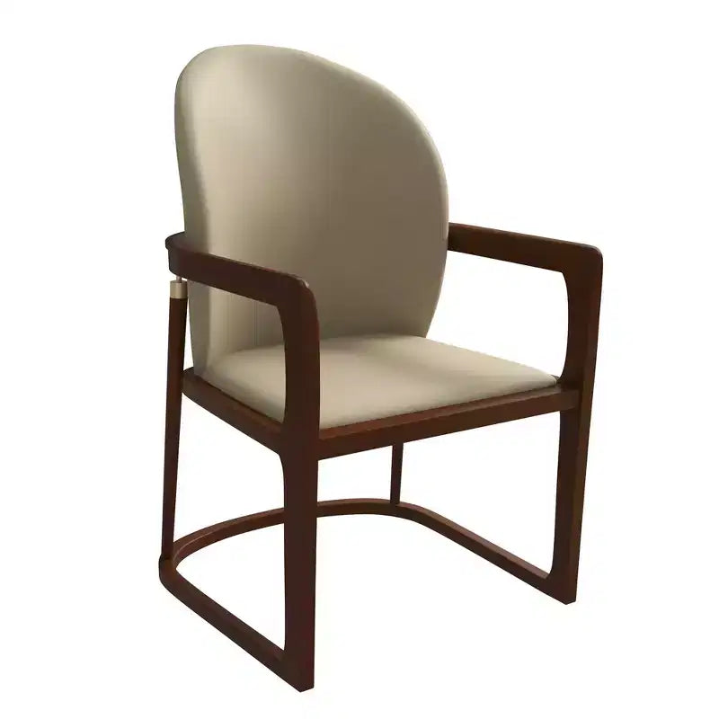 Sedia da pranzo moderna con struttura in legno massello e rivestimento in pelle