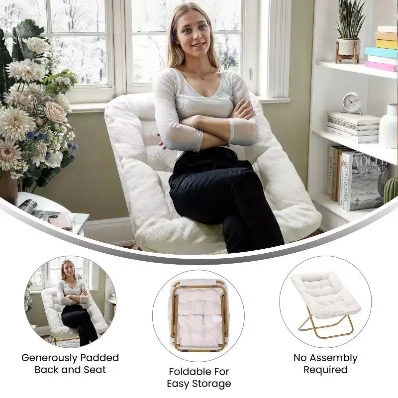 Sedia a disco pieghevole oversize per dormitorio e camera da letto
