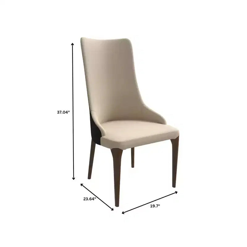 Sedia da pranzo imbottita con schienale alto e gambe in legno di frassino