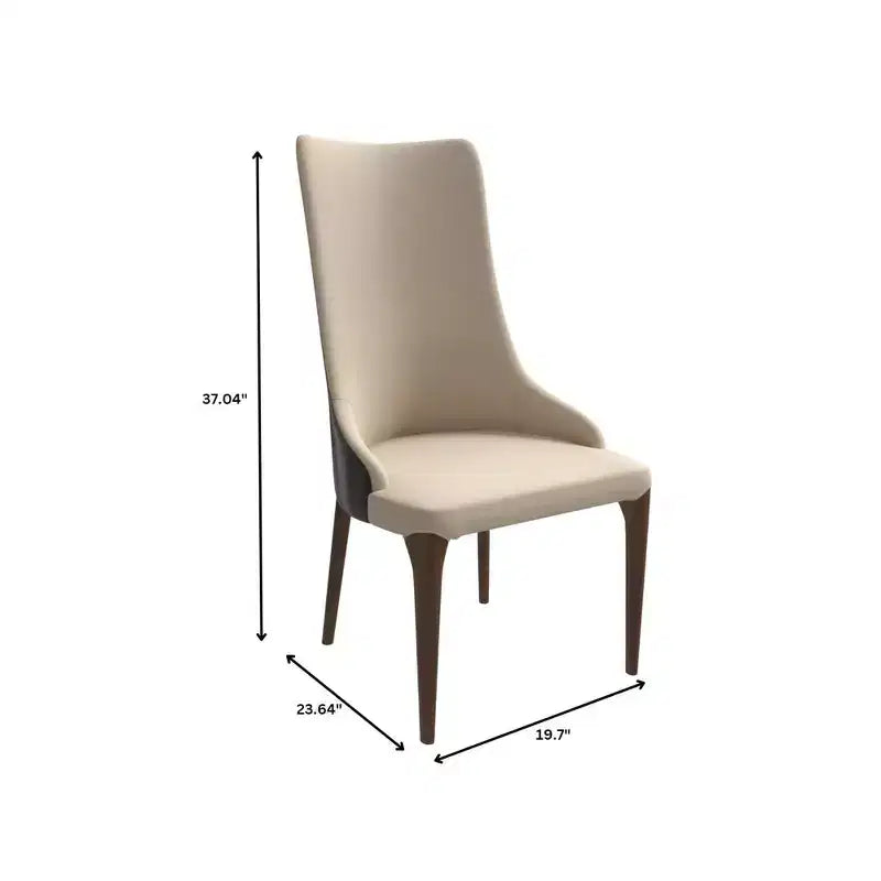 Sedia da pranzo imbottita con schienale alto e gambe in legno di frassino