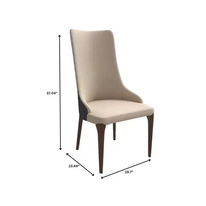 Sedia da pranzo imbottita con schienale alto e gambe in legno di frassino