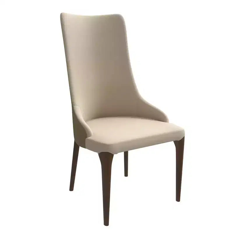 Sedia da pranzo imbottita con schienale alto e gambe in legno di frassino