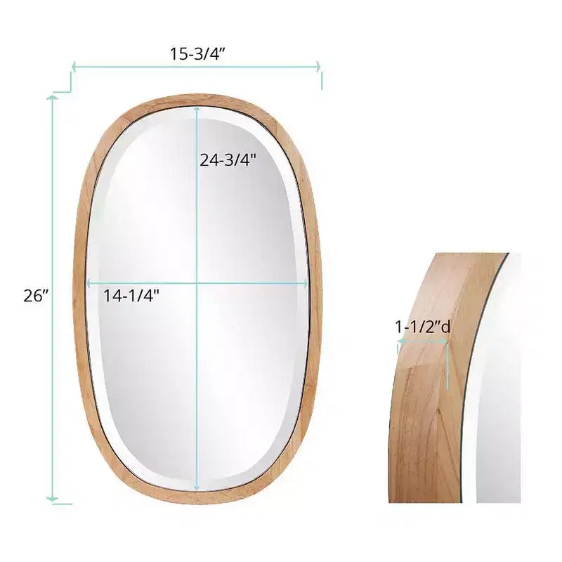 Specchio da parete smussato con cornice in legno lucido