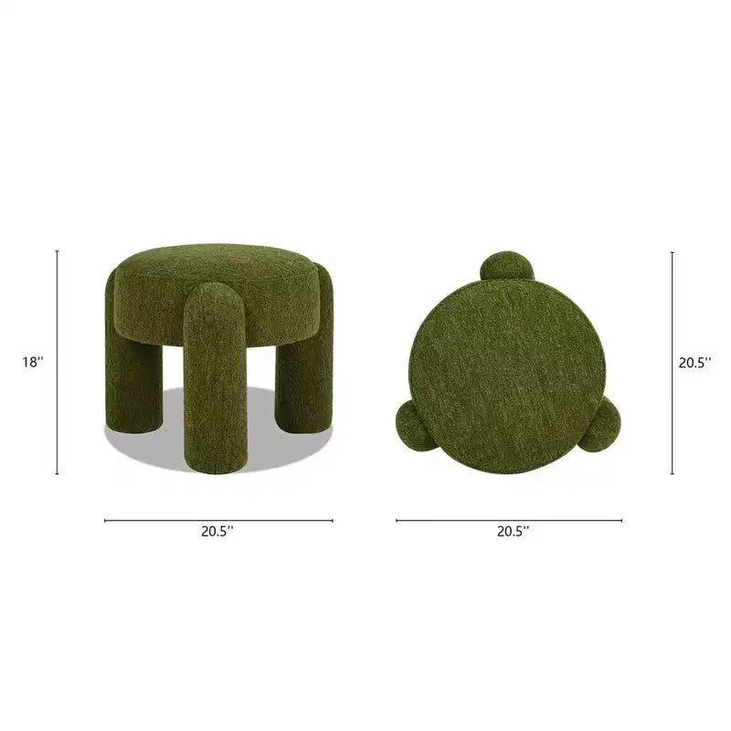 Pouf rotondo completamente rivestito da 20,5"