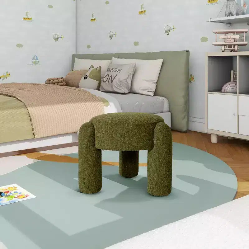 Pouf rotondo completamente rivestito da 20,5"