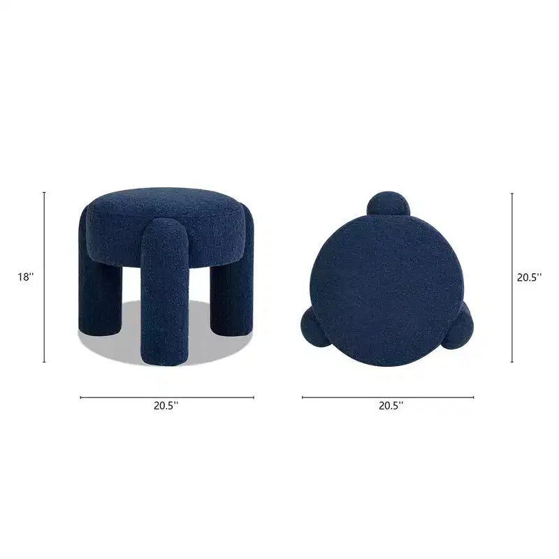 Pouf rotondo completamente rivestito da 20,5"