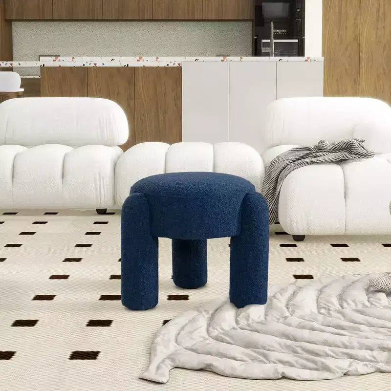 Pouf rotondo completamente rivestito da 20,5"